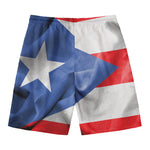 Wrinkled Puerto Rican Flag Print Men's Swim Trunks