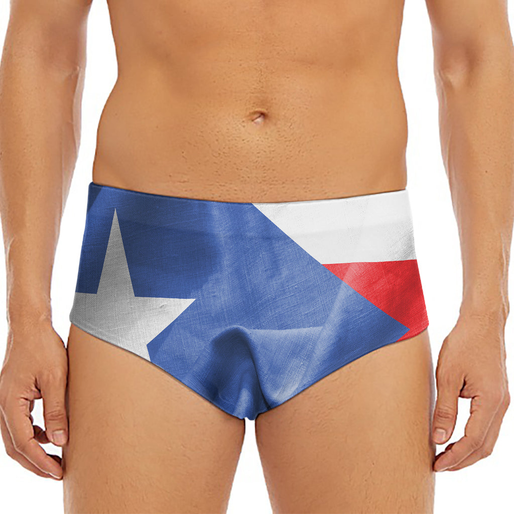Wrinkled Puerto Rican Flag Print Men's Triangle Swim Briefs