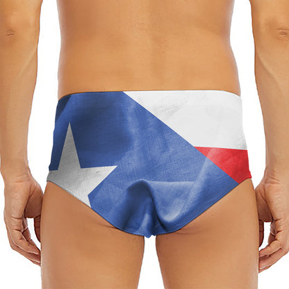 Wrinkled Puerto Rican Flag Print Men's Triangle Swim Briefs