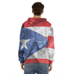 Wrinkled Puerto Rican Flag Print Men's Velvet Pullover Hoodie