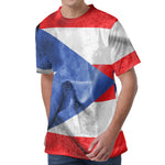 Wrinkled Puerto Rican Flag Print Men's Velvet T-Shirt