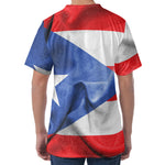 Wrinkled Puerto Rican Flag Print Men's Velvet T-Shirt