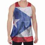 Wrinkled Puerto Rican Flag Print Men's Velvet Tank Top
