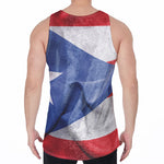 Wrinkled Puerto Rican Flag Print Men's Velvet Tank Top