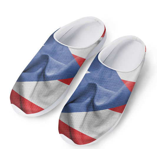 Wrinkled Puerto Rican Flag Print Mesh Casual Shoes