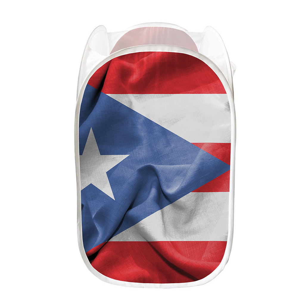 Wrinkled Puerto Rican Flag Print Mesh Laundry Hamper