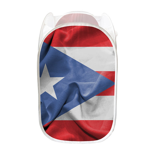 Wrinkled Puerto Rican Flag Print Mesh Laundry Hamper