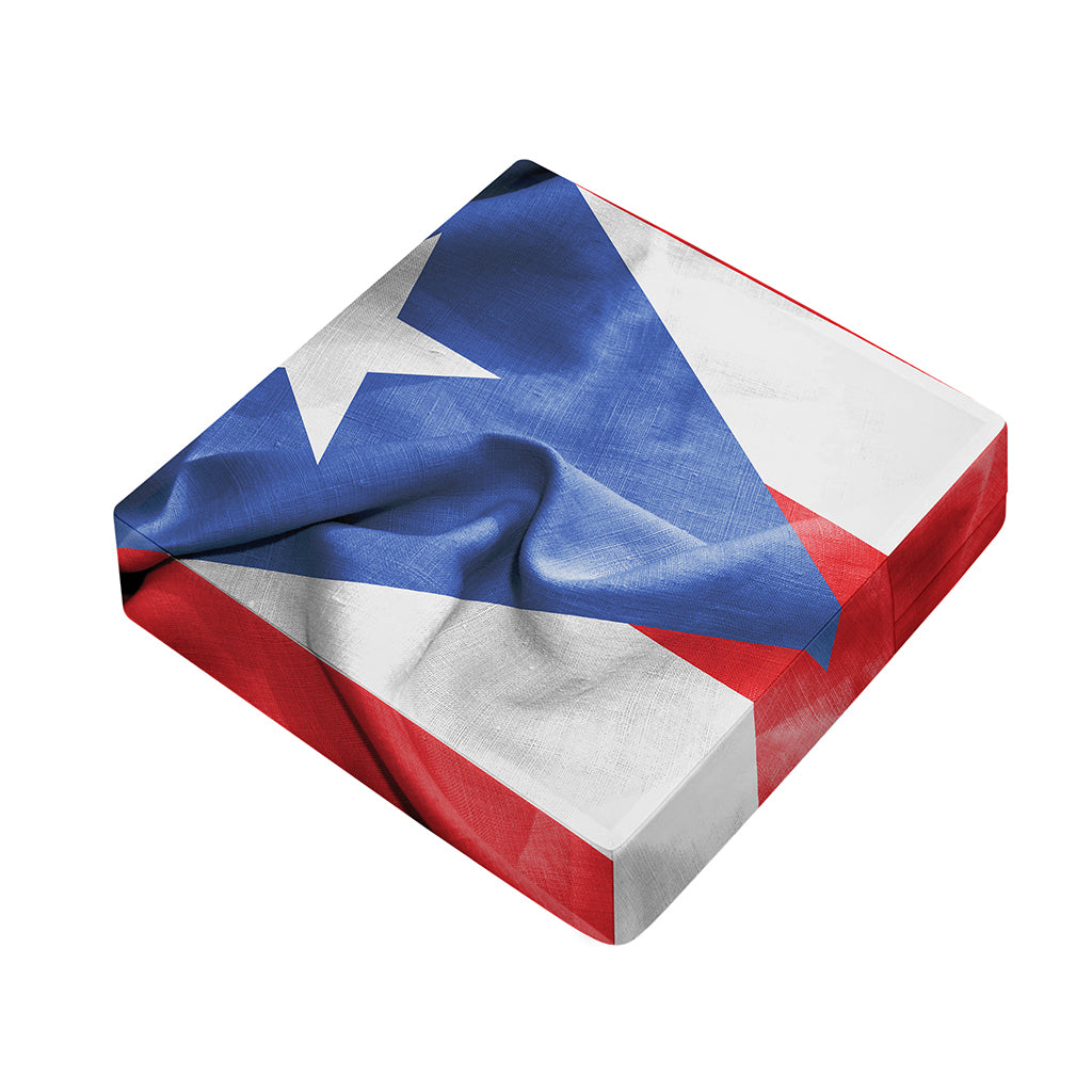 Wrinkled Puerto Rican Flag Print Outdoor Seat Cushion Cover