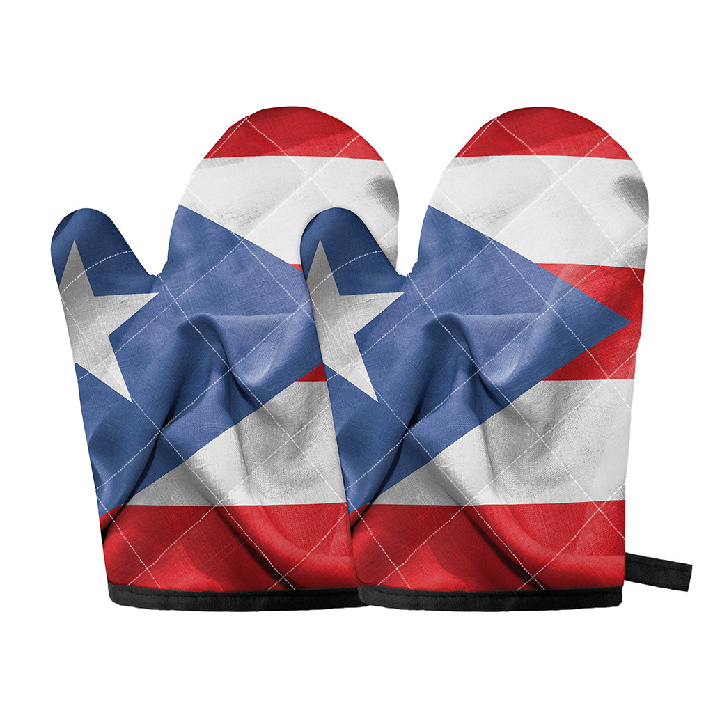 Wrinkled Puerto Rican Flag Print Oven Mitts