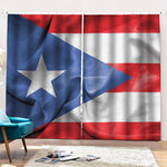 Wrinkled Puerto Rican Flag Print Pencil Pleat Curtains