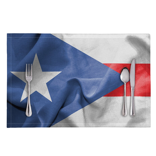 Wrinkled Puerto Rican Flag Print Placemat