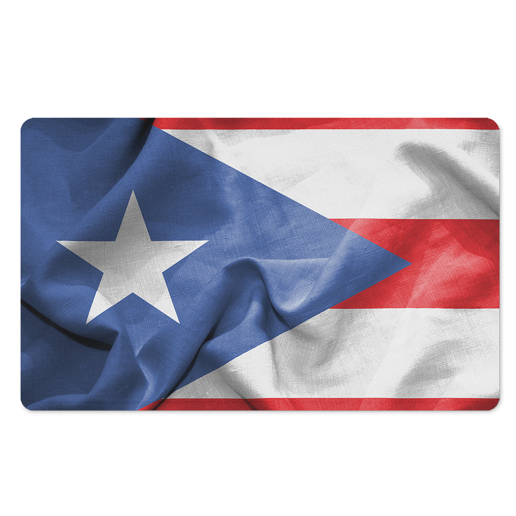 Wrinkled Puerto Rican Flag Print Polyester Doormat