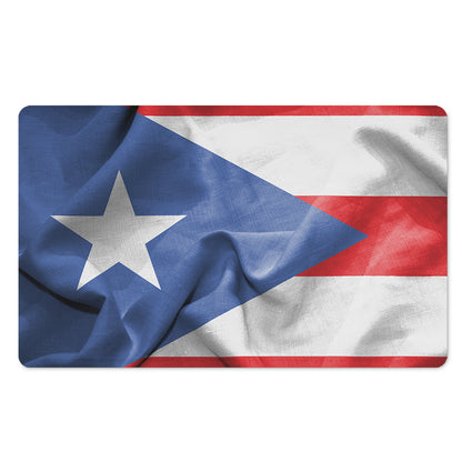 Wrinkled Puerto Rican Flag Print Polyester Doormat
