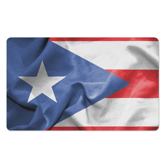 Wrinkled Puerto Rican Flag Print Polyester Doormat