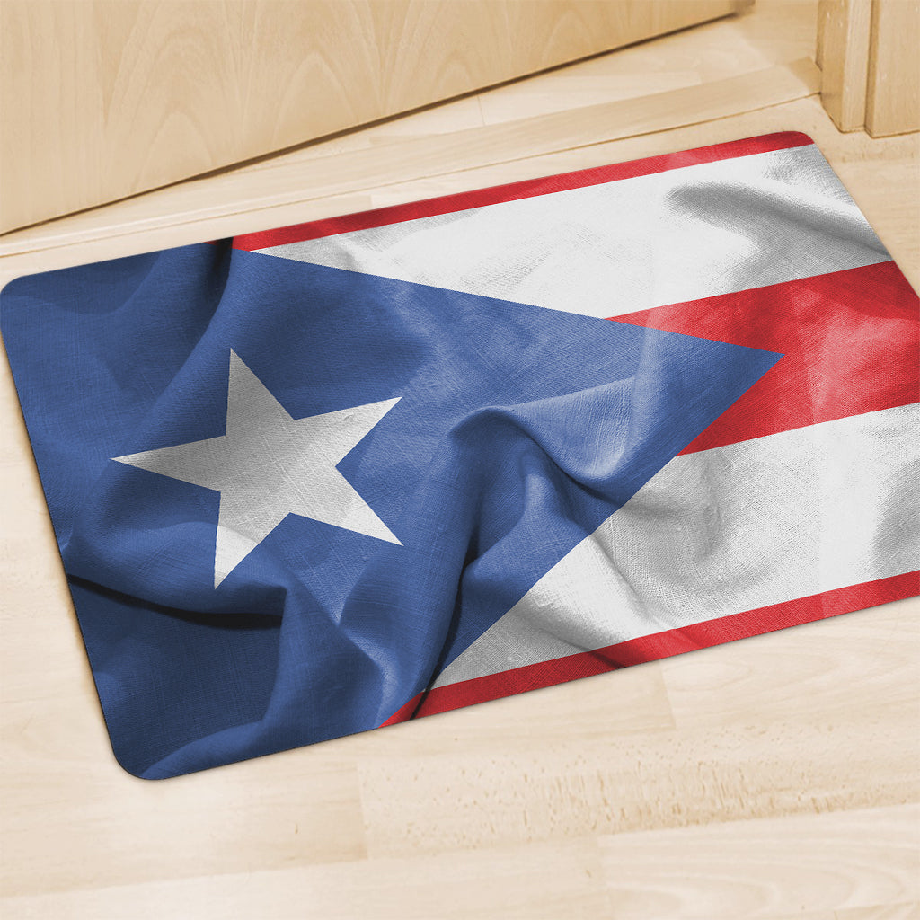 Wrinkled Puerto Rican Flag Print Polyester Doormat