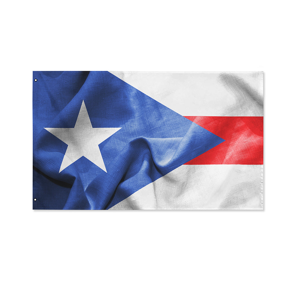 Wrinkled Puerto Rican Flag Print Polyester Flag