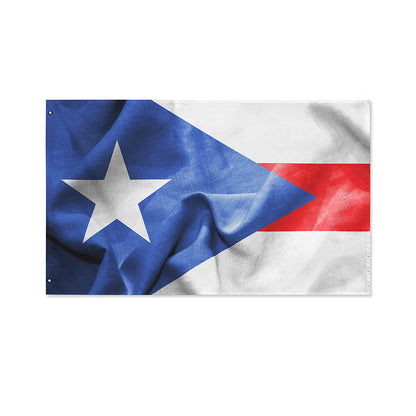 Wrinkled Puerto Rican Flag Print Polyester Flag