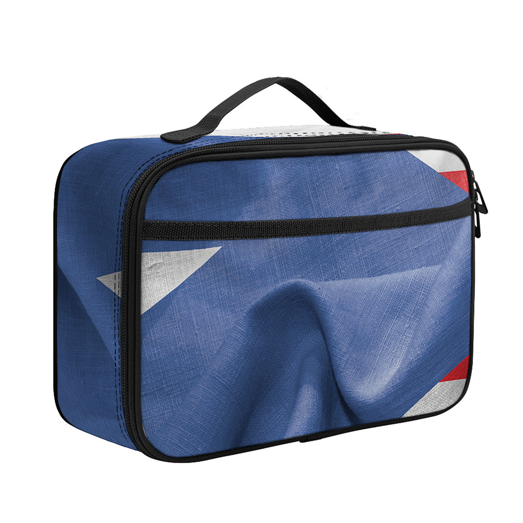 Wrinkled Puerto Rican Flag Print Portable Lunch Bag