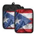 Wrinkled Puerto Rican Flag Print Pot Holders With Pocket