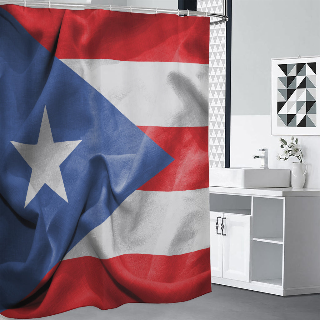 Wrinkled Puerto Rican Flag Print Premium Shower Curtain