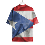 Wrinkled Puerto Rican Flag Print Rayon Hawaiian Shirt