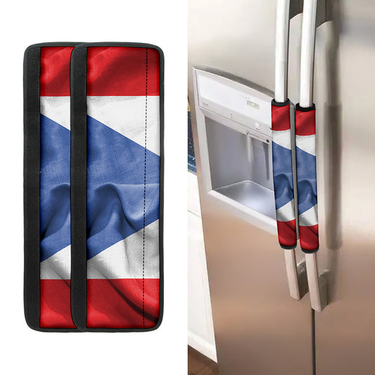 Wrinkled Puerto Rican Flag Print Refrigerator Handle Covers