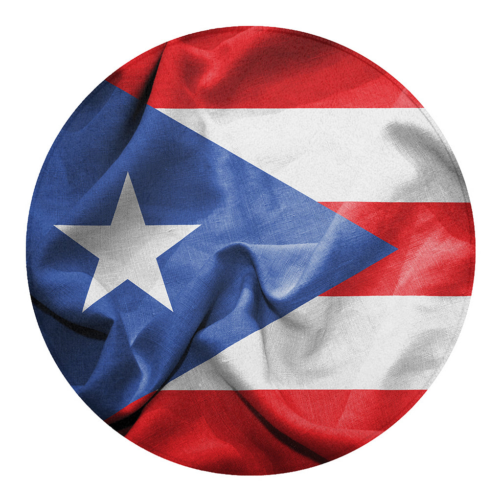 Wrinkled Puerto Rican Flag Print Round Blanket