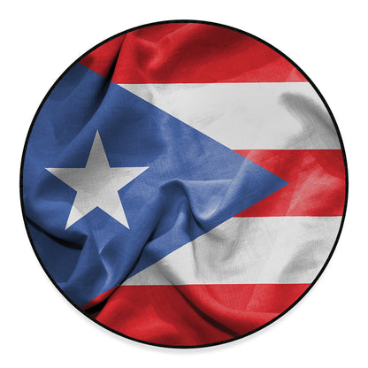 Wrinkled Puerto Rican Flag Print Round Floor Mat