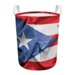 Wrinkled Puerto Rican Flag Print Round Laundry Basket