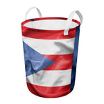 Wrinkled Puerto Rican Flag Print Round Laundry Basket