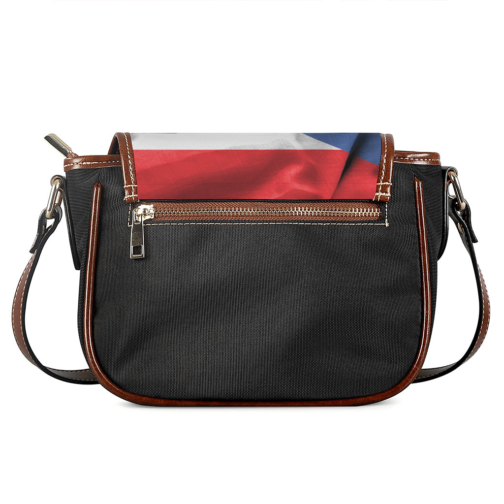 Wrinkled Puerto Rican Flag Print Saddle Bag