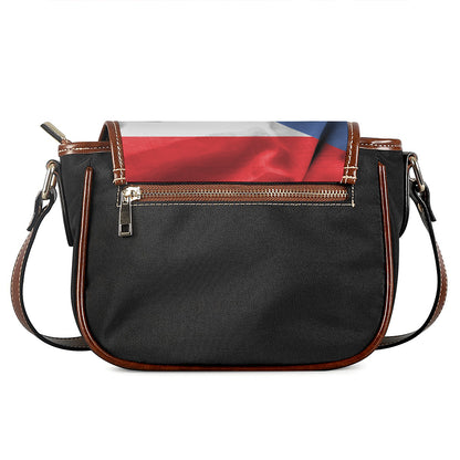 Wrinkled Puerto Rican Flag Print Saddle Bag