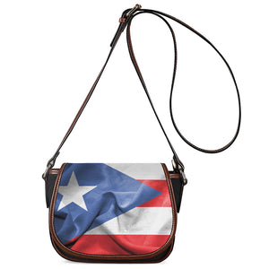 Wrinkled Puerto Rican Flag Print Saddle Bag