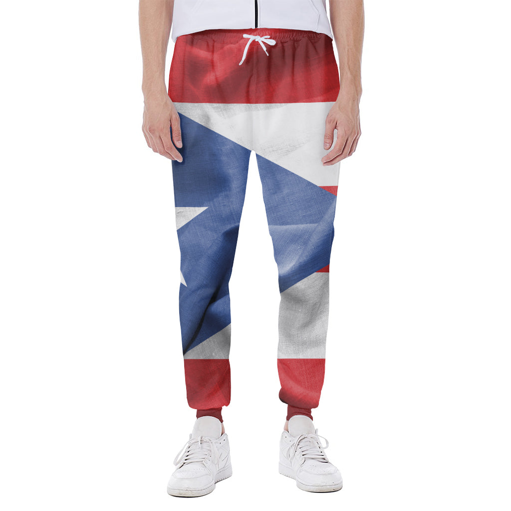 Wrinkled Puerto Rican Flag Print Scuba Joggers