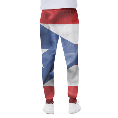 Wrinkled Puerto Rican Flag Print Scuba Joggers