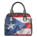 Wrinkled Puerto Rican Flag Print Shoulder Handbag