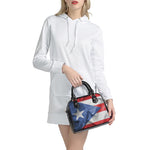Wrinkled Puerto Rican Flag Print Shoulder Handbag