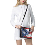 Wrinkled Puerto Rican Flag Print Shoulder Handbag