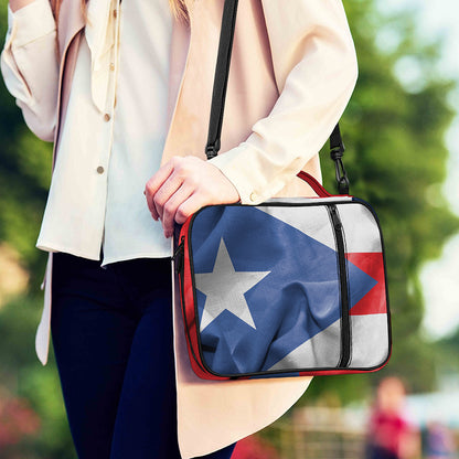Wrinkled Puerto Rican Flag Print Shoulder Strap Bible Bag