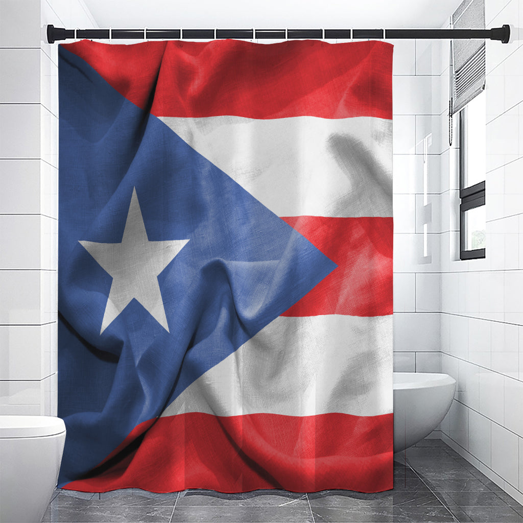 Wrinkled Puerto Rican Flag Print Shower Curtain