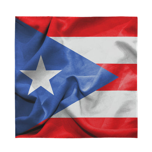 Wrinkled Puerto Rican Flag Print Silk Bandana