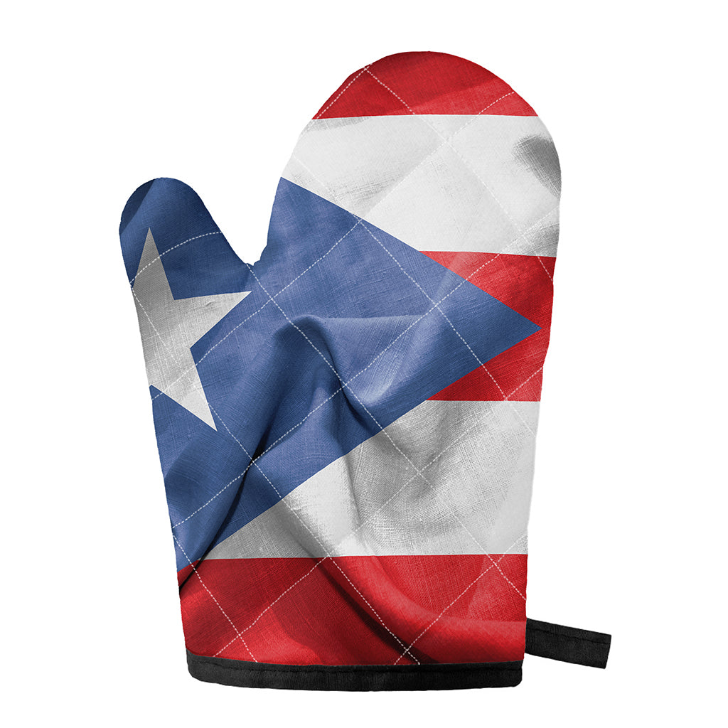 Wrinkled Puerto Rican Flag Print Single Oven Mitt