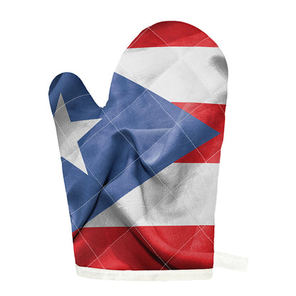 Wrinkled Puerto Rican Flag Print Single Oven Mitt