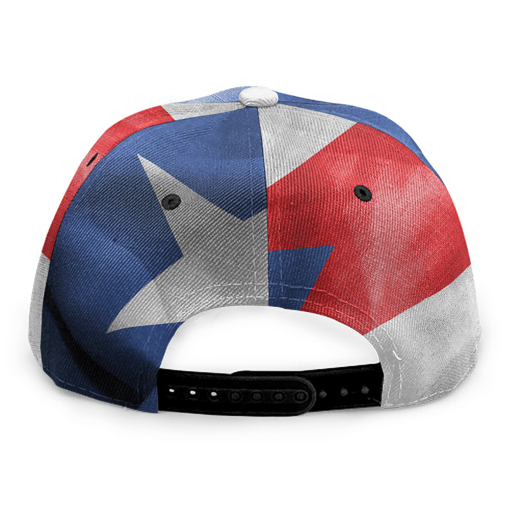 Wrinkled Puerto Rican Flag Print Snapback Cap