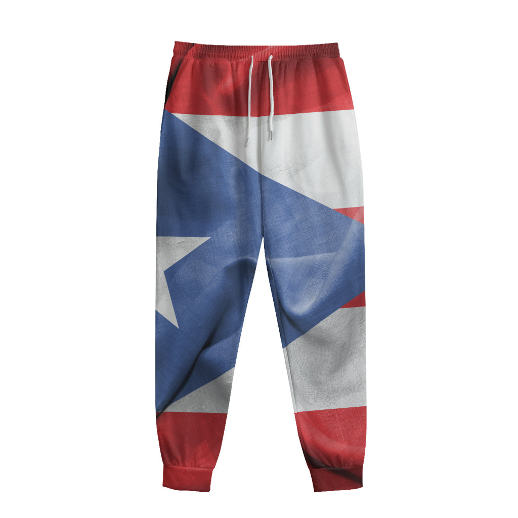 Wrinkled Puerto Rican Flag Print Sweatpants
