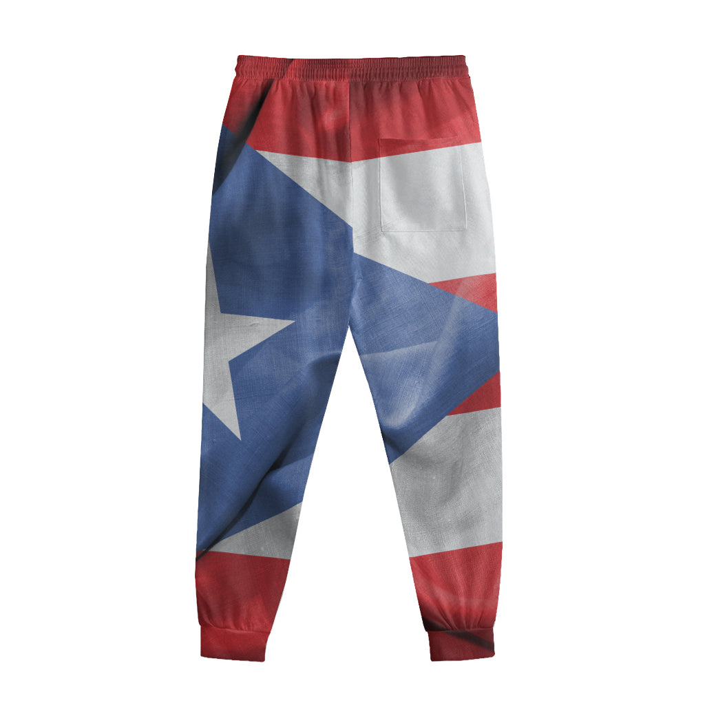 Wrinkled Puerto Rican Flag Print Sweatpants