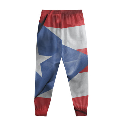 Wrinkled Puerto Rican Flag Print Sweatpants