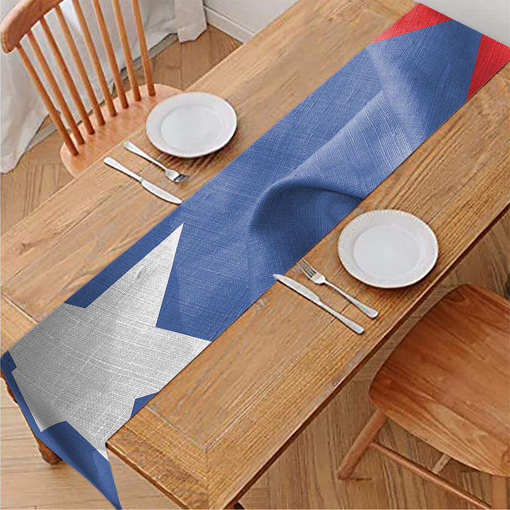 Wrinkled Puerto Rican Flag Print Table Runner