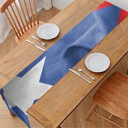 Wrinkled Puerto Rican Flag Print Table Runner