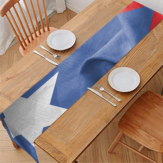 Wrinkled Puerto Rican Flag Print Table Runner